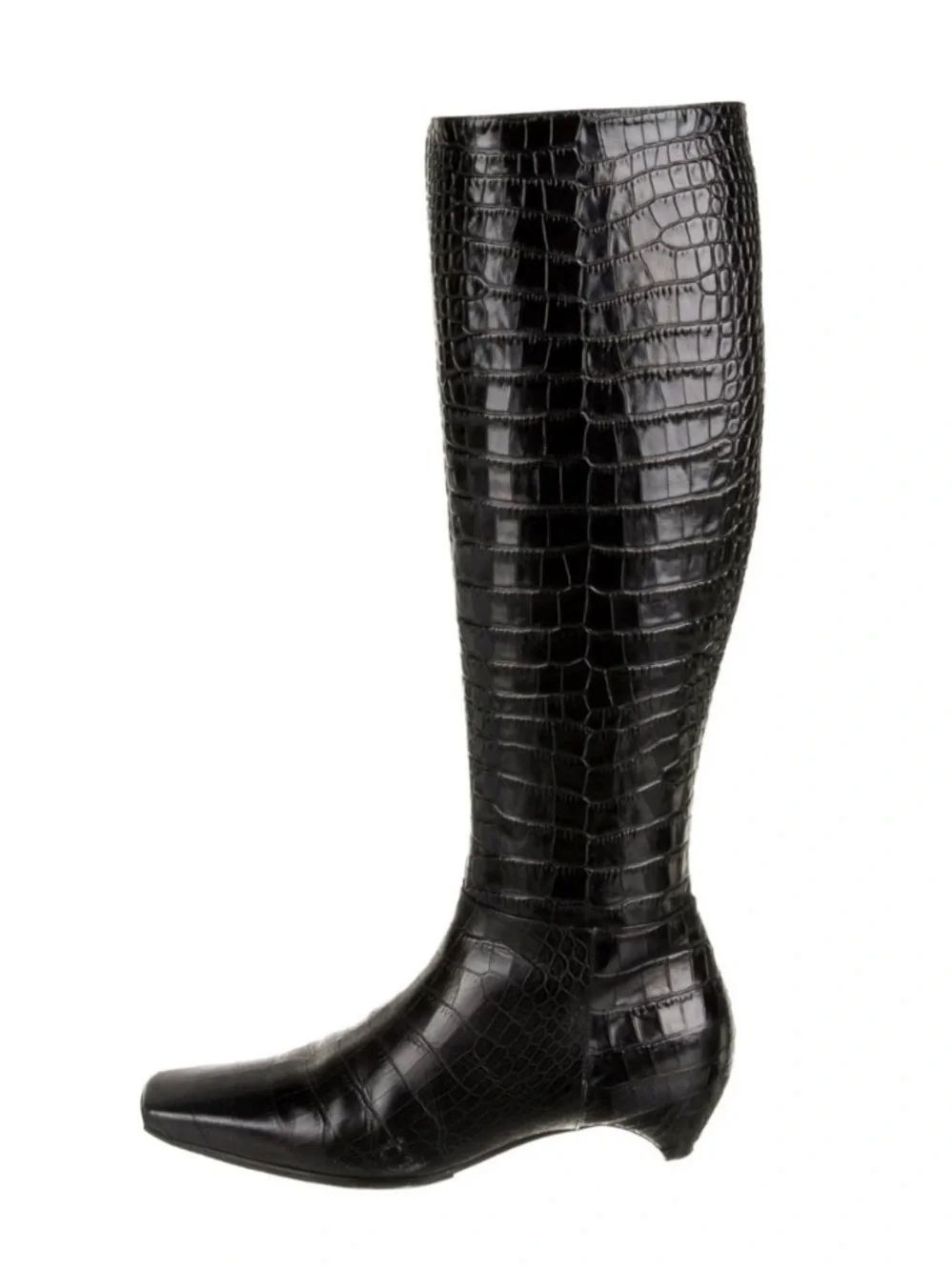 Dior Black Faux-Crocodile Knee Boot